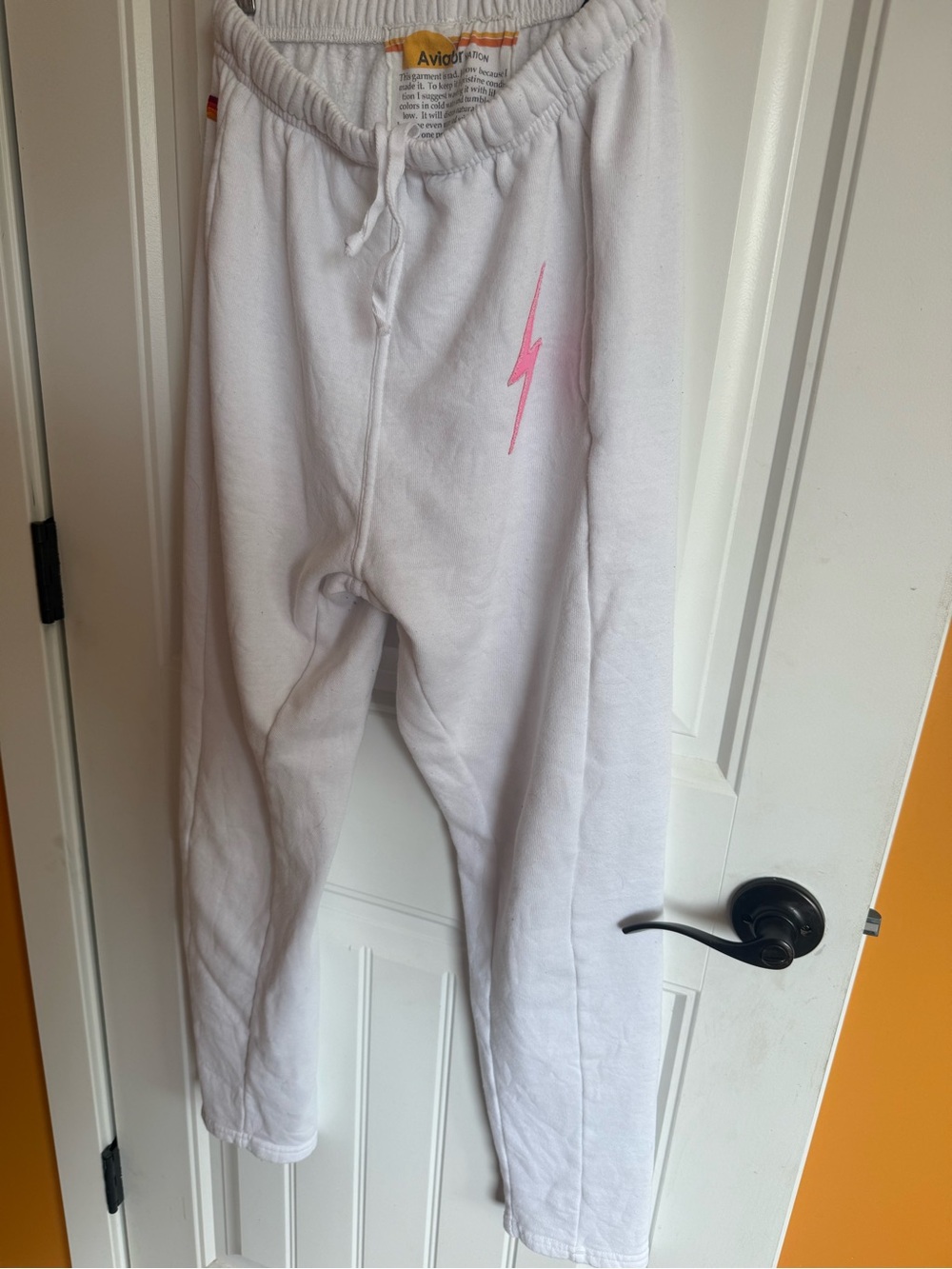 Aviator Nation White Sweatpants - Uncuffed bottoms- Small